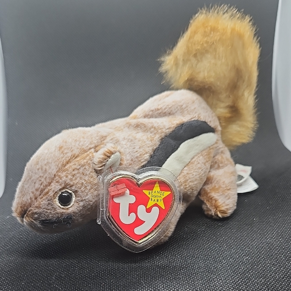 Ty Beanie Baby Chipmunk Plush Toy - Brown and Black - Chipper